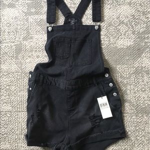 Love Tree Black Denim Overalls Size Large